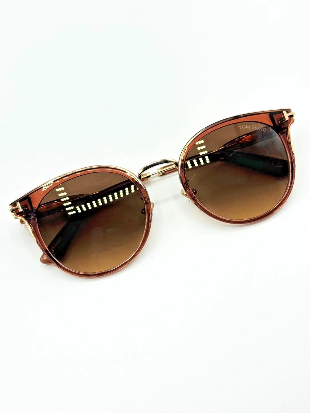 Tom Ford Sunglasses TF1244-K 45F Brown Round Brown Gradient Lens 54mm Asian Fit